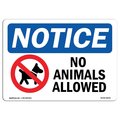 Signmission Safety Sign, OSHA Notice, 7" Height, Rigid Plastic, NOTICE No Animals Allowed Sign, Landscape OS-NS-P-710-L-16010